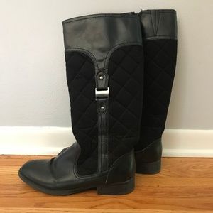 LifeStride Black Quilted Faux Leather Riding Boots